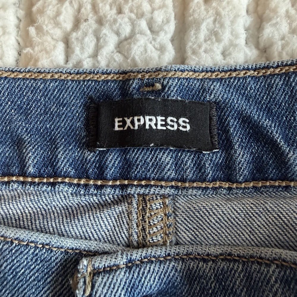 Express Medium Wash High Waisted Front Slit Maxi Denim Skirt Women's Size 14 - Picture 5 of 8